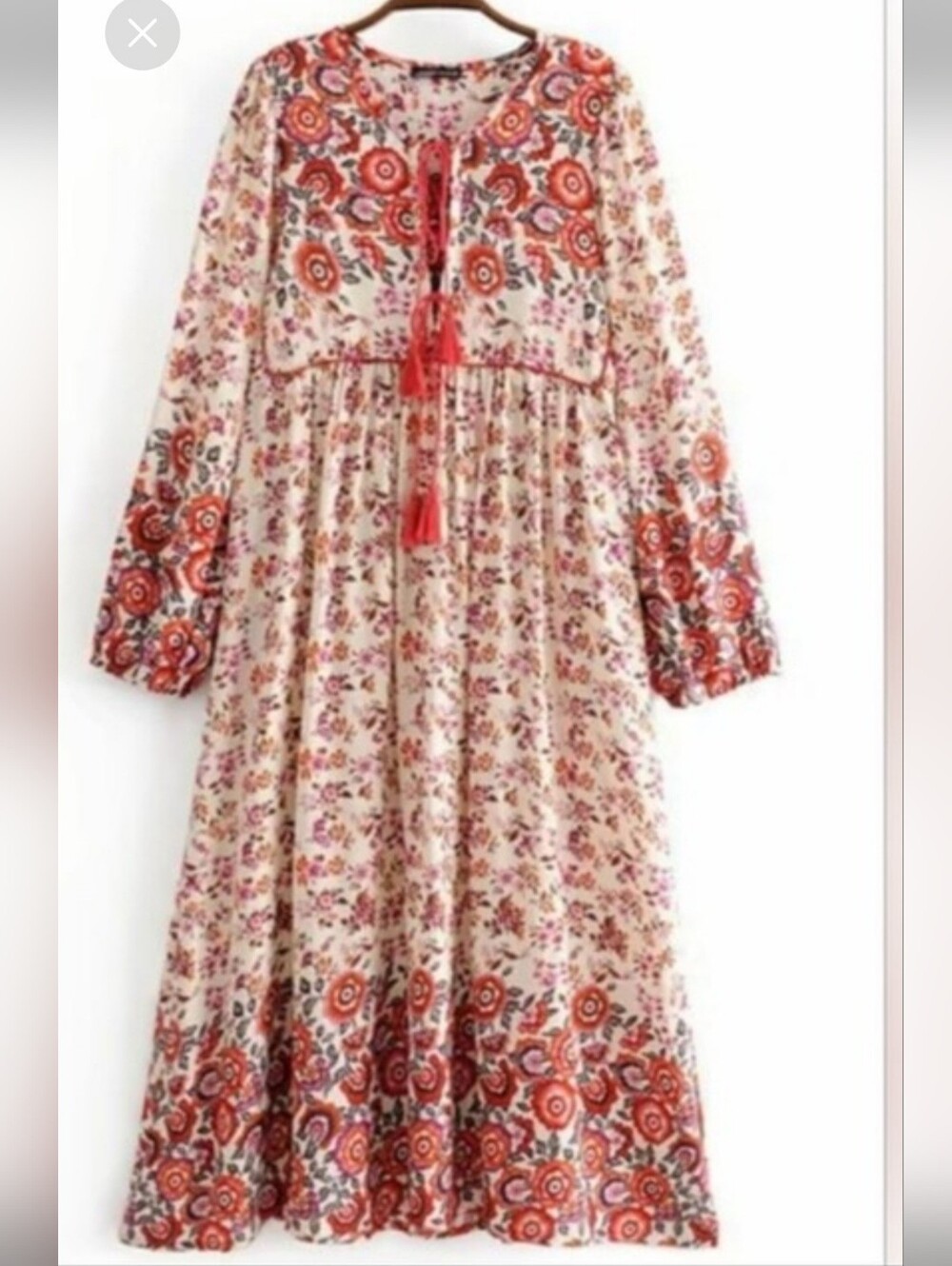 Lance Cade Chic Floral Boho Women's Maxi Dress Sz L